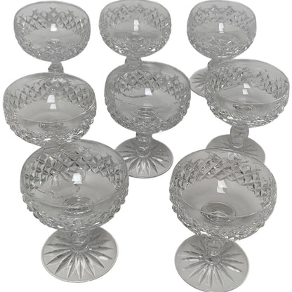Vintage Waterford Crystal Boyne Cut Foot Champagne Tall Sherbet Glasses Set of 8 Ireland 1968-2017