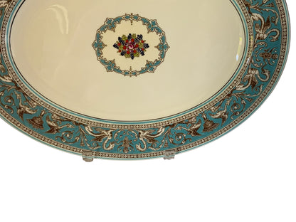 Vintage Wedgwood Florentine Turquoise 15.5” Oval Serving Platter W2714 Fruit Center England 1970s-1980s