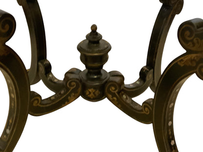 Antique Burgauté Black Lacquer & Mother-of-Pearl Sewing Table Circa 1850–1880