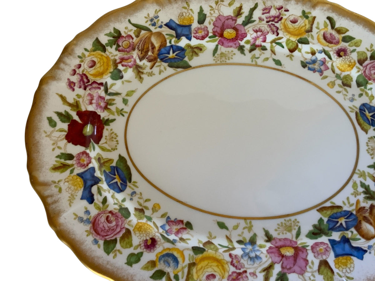 Vintage Hammersley "Queen Anne" Bone China 13.5" Oval Serving Platter Made in England 1940s-1950s
