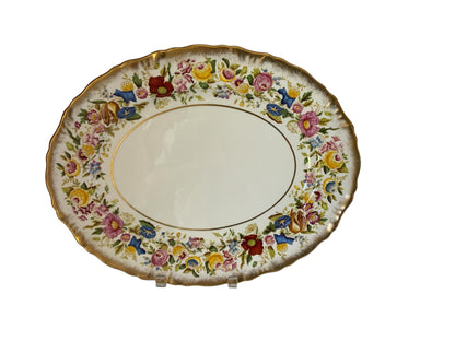 Vintage Hammersley "Queen Anne" Bone China 16" Oval Serving Platter Made in England 1940s-1950s