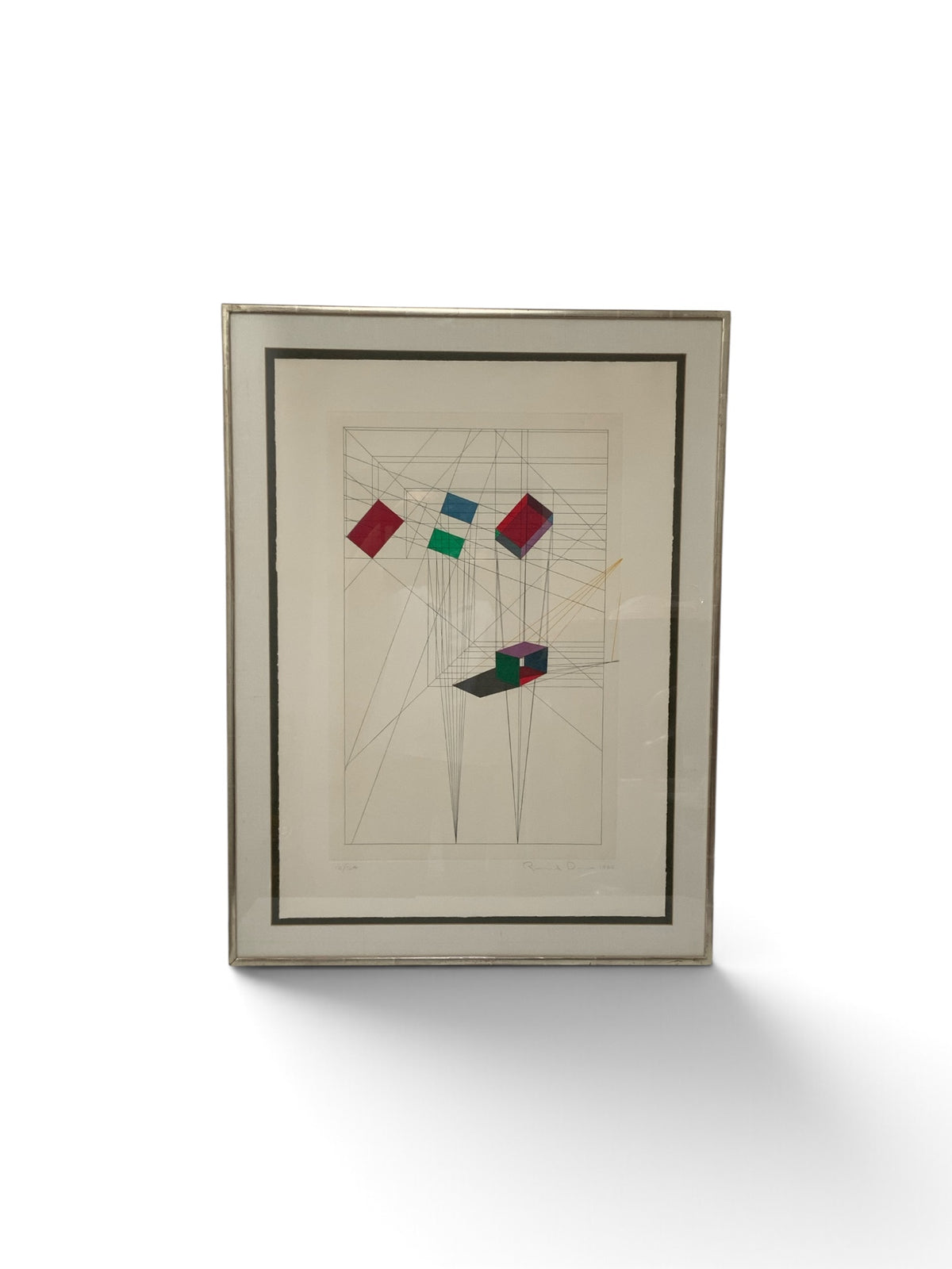Vintage Ronald Davis “Rotation-Tilt” Limited Edition Geometric Print Signed Ltd. Ed. 10/34 USA 1980