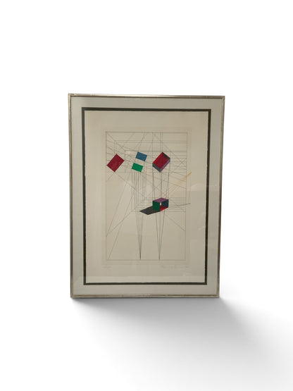 Vintage Ronald Davis “Rotation-Tilt” Limited Edition Geometric Print Signed Ltd. Ed. 10/34 USA 1980