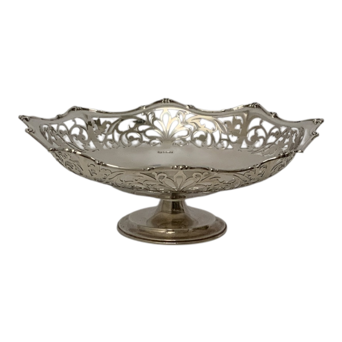 Antique John Round & Son Sheffield Sterling Silver Pierced Pedestal Centerpiece Bowl England 1915