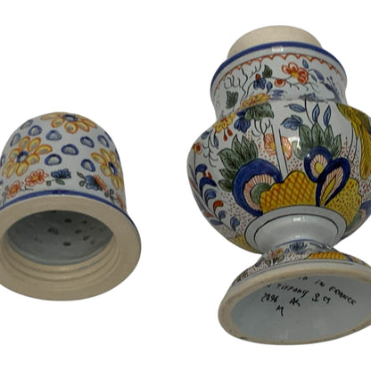Vintage Tiffany & Co. Hand-Painted French Faience Muffineer Sugar Shaker No. 2896 Made in France 1980s
