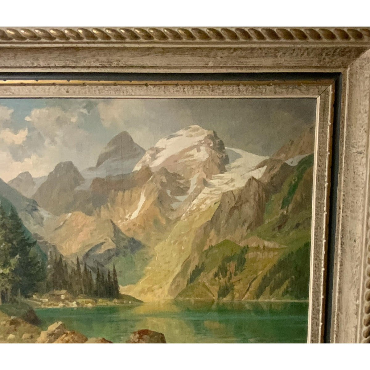 Alois Arnegger (Austrian, 1879–1963) Large Alpine Lake Oil on Canvas c. 1935–1950s
