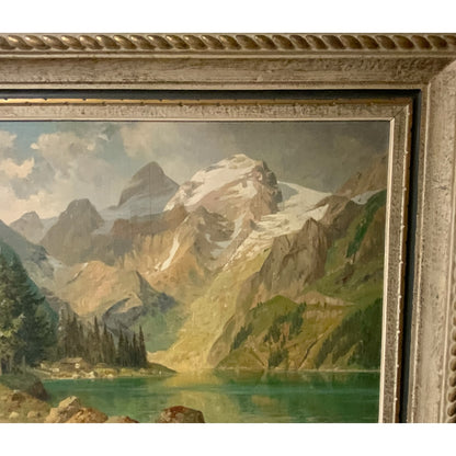 Alois Arnegger (Austrian, 1879–1963) Large Alpine Lake Oil on Canvas c. 1935–1950s