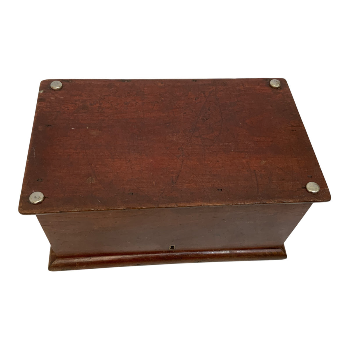 Antique 19th Century Mahogany Document Storage Box with Brass Lock c. 1850-1890