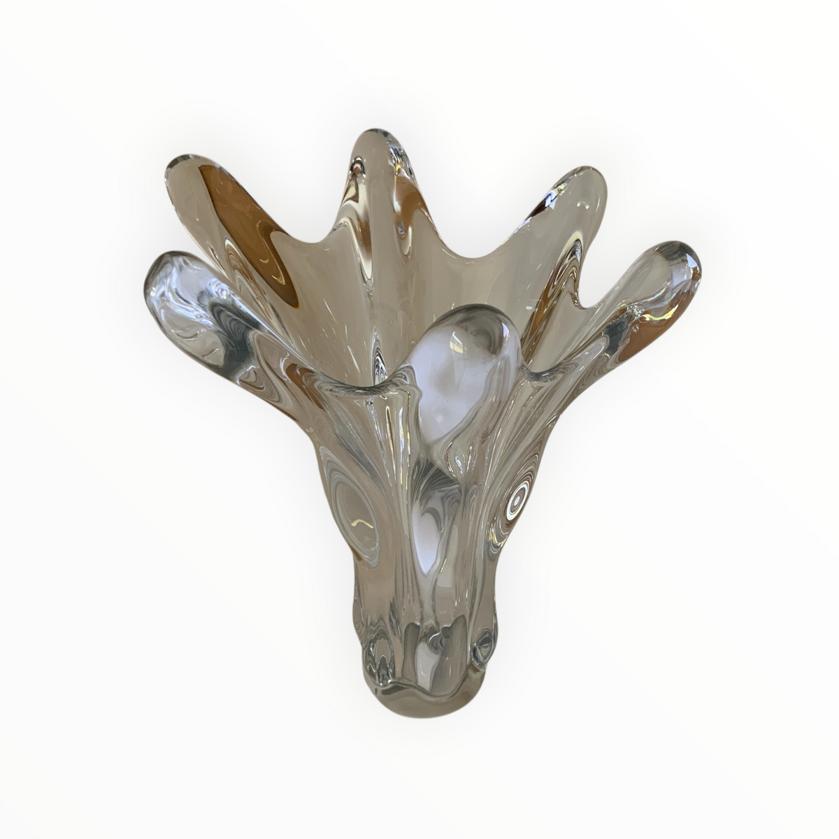 Vintage MCM Art Vannes France Large Sculptural Crystal Splash Vase 14.25" France c. 1960s-1970s