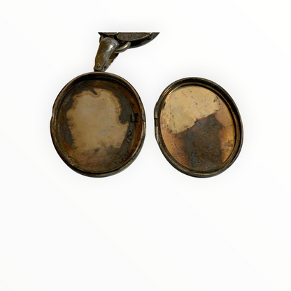 Antique Aesthetic Period Movement Mixed-Metal Floral Locket Necklace England c. 1880–1895