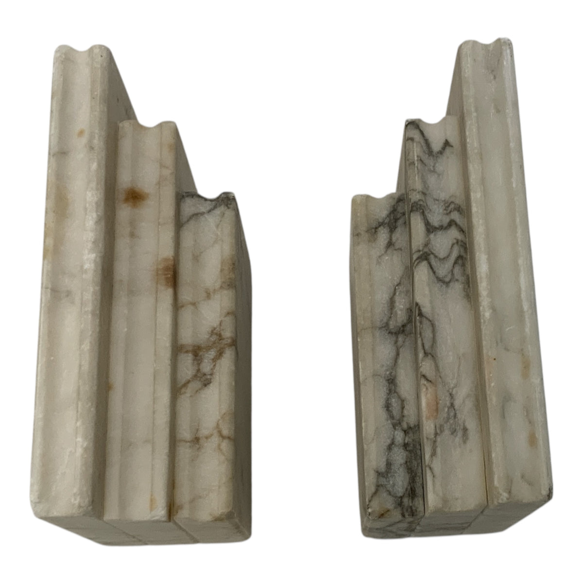 Pair of Vintage Italian Attributed Marble Graduated Book Bookends c. 1960s–1970s