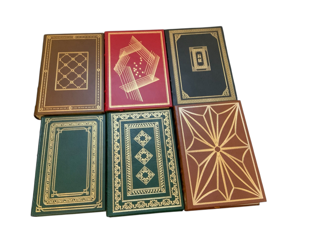 Franklin Mint Signed 1st Ed. Full Leather Bound Books Lot of 6 22K Gilt 1980s UNREAD