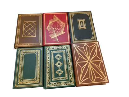 Franklin Mint Signed 1st Ed. Full Leather Bound Books Lot of 6 22K Gilt 1980s UNREAD