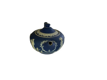 Antique Wedgwood Cobalt Blue Jasperware Dip Teapot Made in England c. 1891-1908