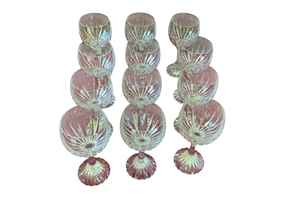 Set of 12 Baccarat Massena White Wine Glasses Crystal No Trim 6-3/8” Mint Made in France 1979