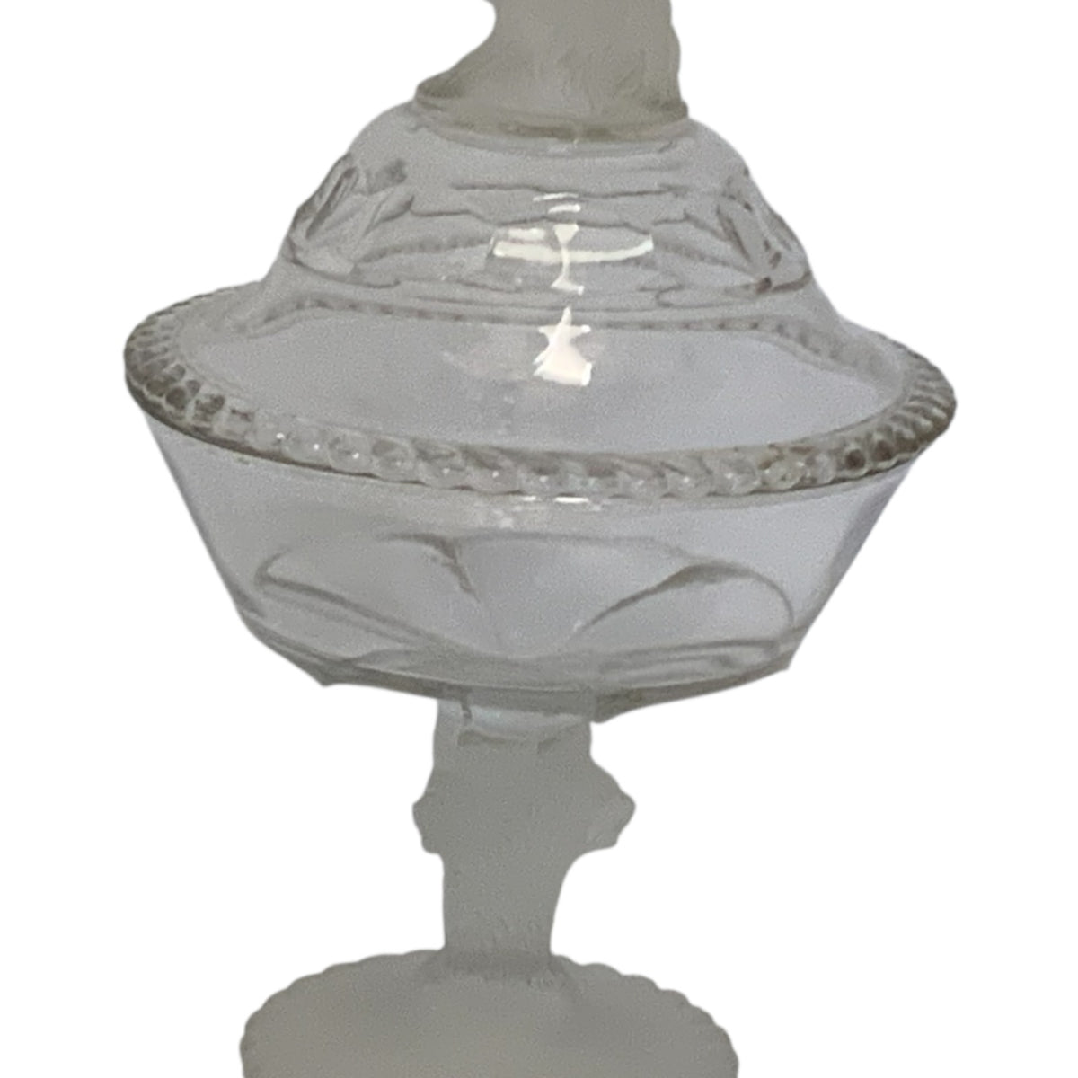 Antique Gillinder & Sons Frosted Lion Pattern Covered Glass Compote 11" America c. 1876–1900
