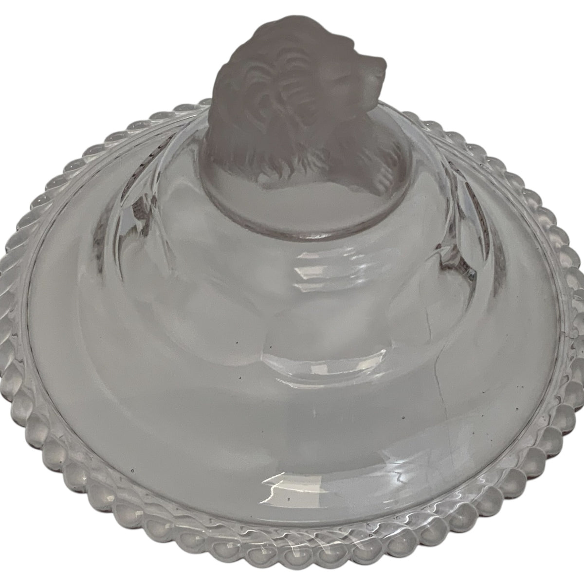 Antique Gillinder & Sons Frosted Lion Pattern 12" Covered Glass Compote, America c. 1876–1900