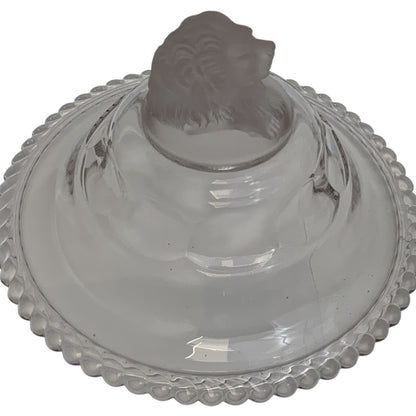 Antique Gillinder & Sons Frosted Lion Pattern 12" Covered Glass Compote, America c. 1876–1900