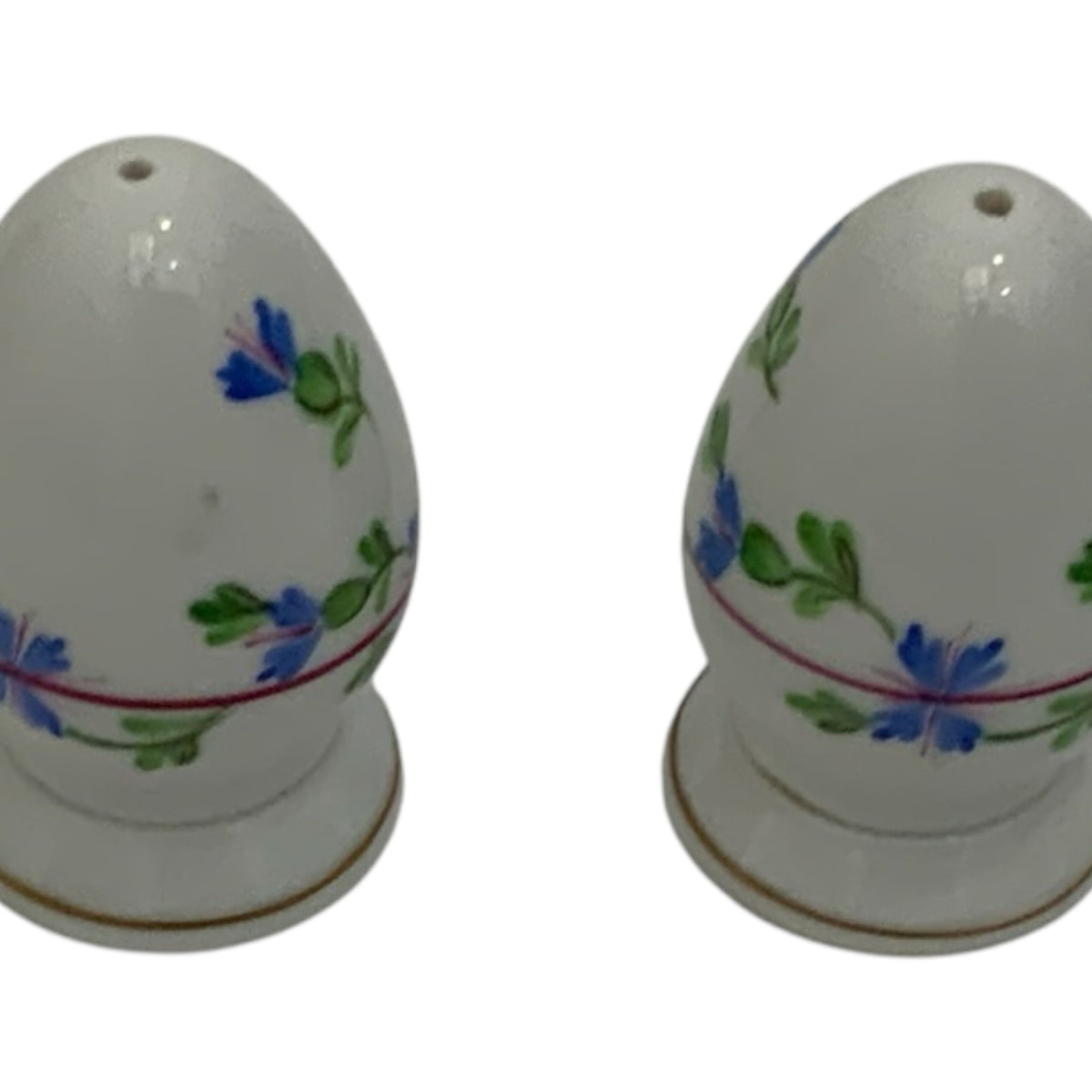 Vintage Herend Blue Garland PBG Hand-Painted Porcelain Salt & Pepper Shakers Pair Models 250 Hungary c. 1980s