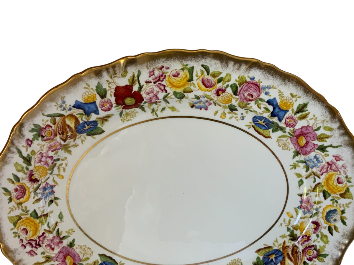 Vintage Hammersley "Queen Anne" Bone China 16" Oval Serving Platter Made in England 1940s-1950s