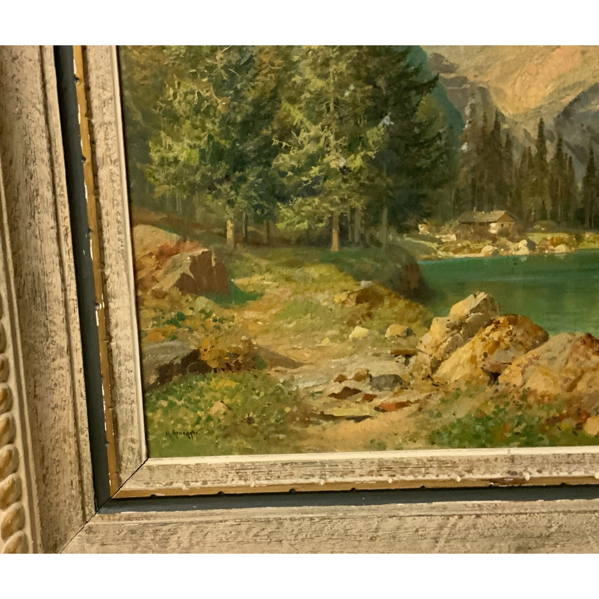 Alois Arnegger (Austrian, 1879–1963) Large Alpine Lake Oil on Canvas c. 1935–1950s