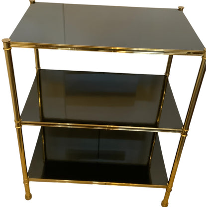 Mid-Century Hollywood Regency Brass & Black Lacquer Low Console In the Style of Billy Baldwin for Frederick P. Victoria & Son Circa: 1970s