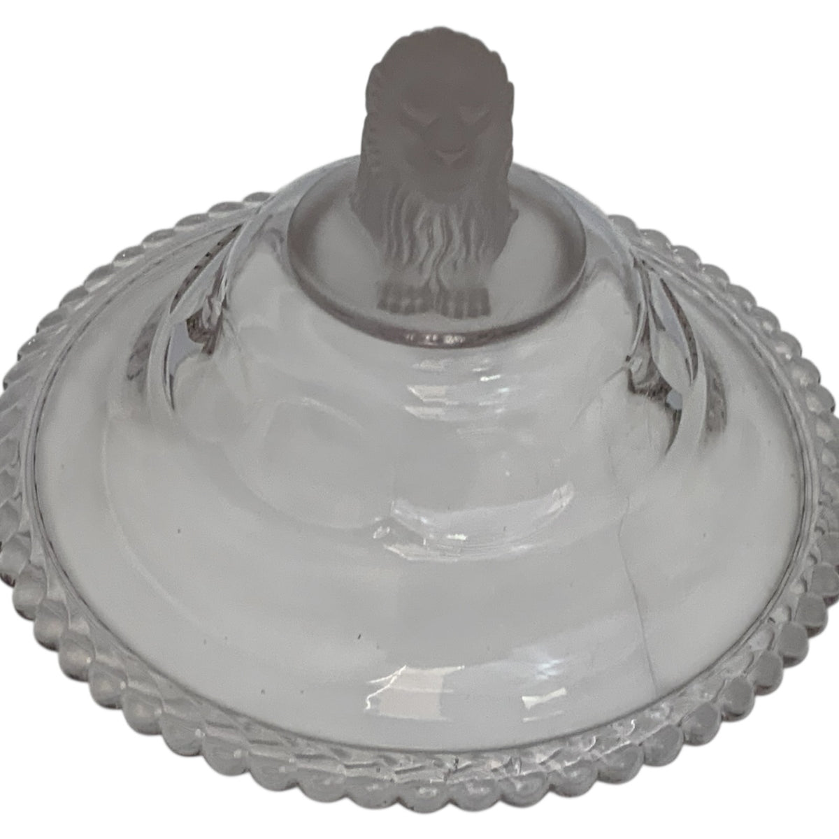 Antique Gillinder & Sons Frosted Lion Pattern 12" Covered Glass Compote, America c. 1876–1900