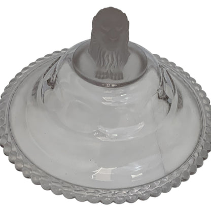 Antique Gillinder & Sons Frosted Lion Pattern 12" Covered Glass Compote, America c. 1876–1900