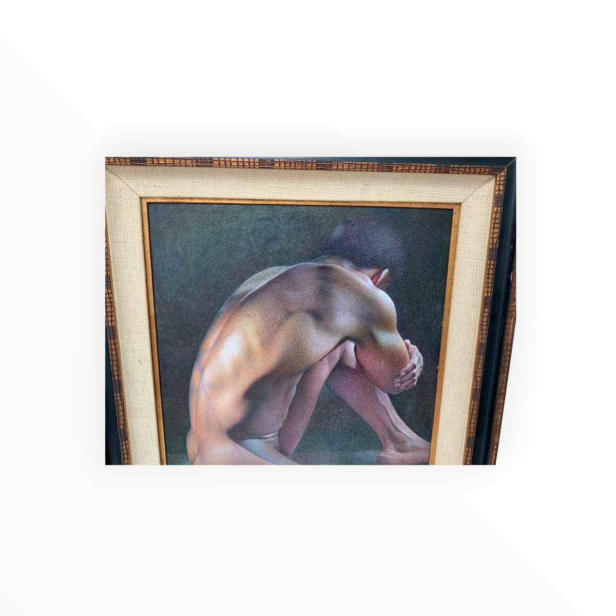 Wade Reynolds (1929-2011) Kneeling Male Nude Oil on Canvas USA 1976