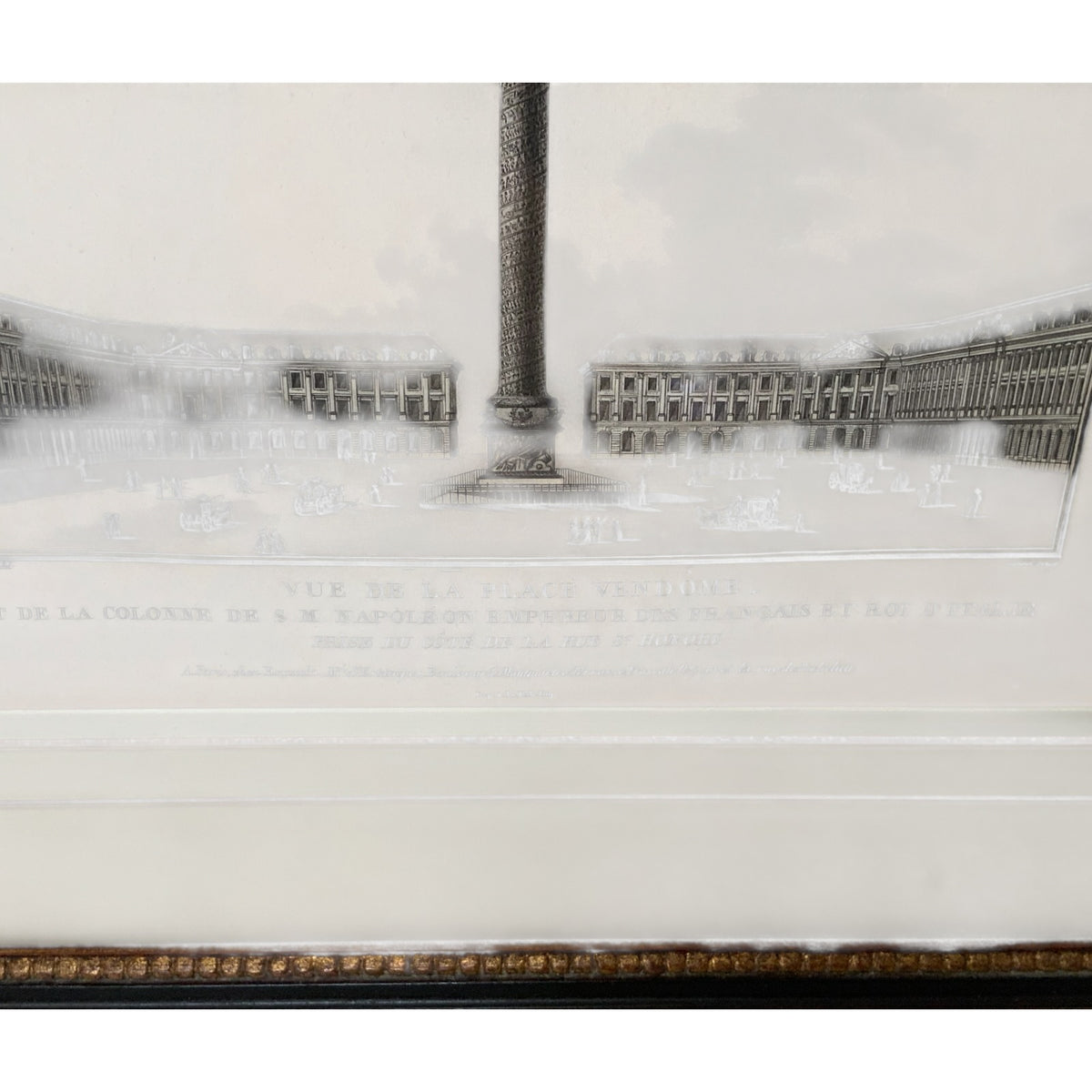 Pair of 19th C. French Architectural Engravings of Place Vendôme Custom Framed by J. Pocker & Son, NYC