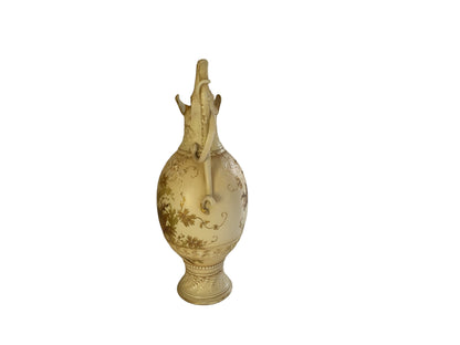 Antique 14" Royal Worcester Snake Handle Ewer Shape 137 A. Stowell Boston Blush Ivory Made in England c. 1880s-1890s