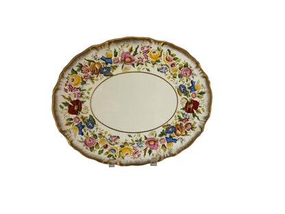 Vintage Hammersley "Queen Anne" Bone China 13.5" Oval Serving Platter Made in England 1940s-1950s