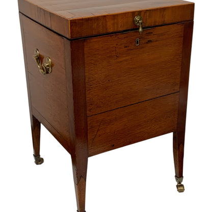 George III/Regency/Federal Inlaid Flame Mahogany Square Cellarette on Stand Circa 1795–1810