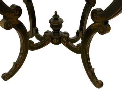 Antique Burgauté Black Lacquer & Mother-of-Pearl Sewing Table Circa 1850–1880