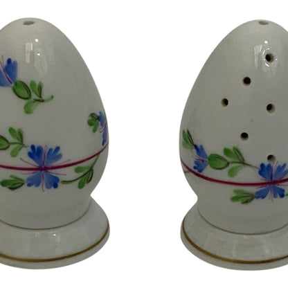 Vintage Herend Blue Garland PBG Hand-Painted Porcelain Salt & Pepper Shakers Pair Models 250 Hungary c. 1980s