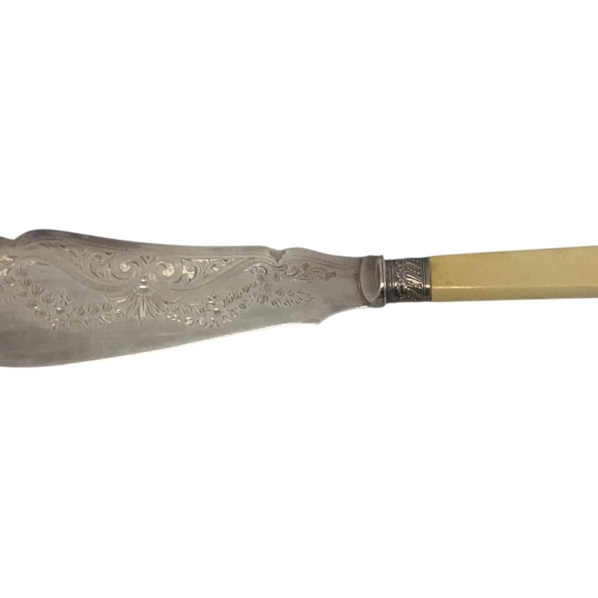 Antique English Victorian H&S EP Silver Plate Fish Serving Knife & Fork Set Bone Handles Orig. Case c. 1880-1900