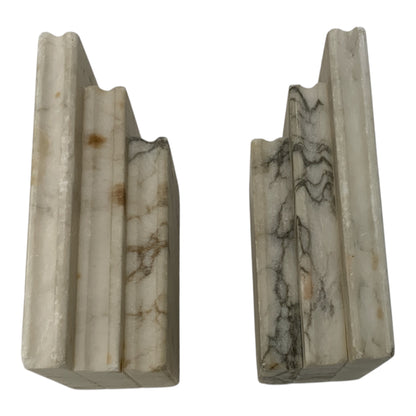 Pair of Vintage Italian Attributed Marble Graduated Book Bookends c. 1960s–1970s