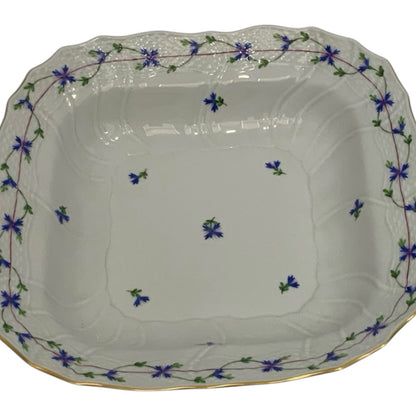 Vintage Herend Blue Garland PBG Large Square Fruit Serving Bowl Model 1181 Hungary c. 1980s