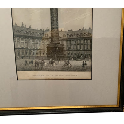 Antique 1840s Chamouin Paris Engraving Place Vendome Daguerreotype Provenance Custom Framed by J. Pocker & Son, NYC
