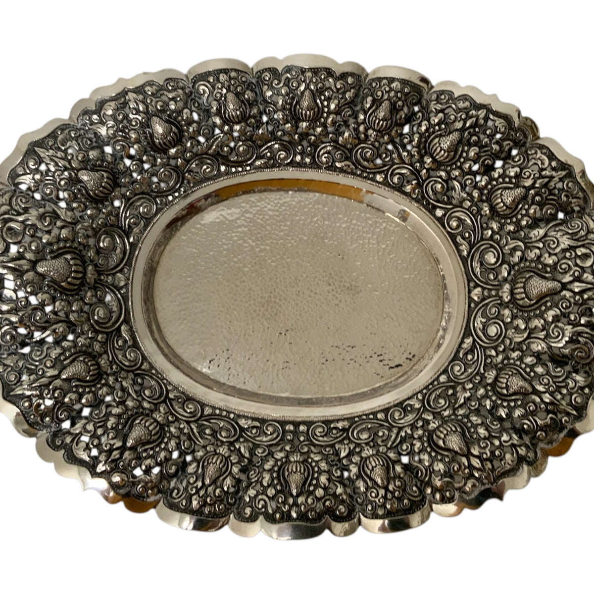 HST Antique Djokja Yogya .800 Silver Articulated Pierced Footed Centerpiece Bowl c. 1930s-1940s