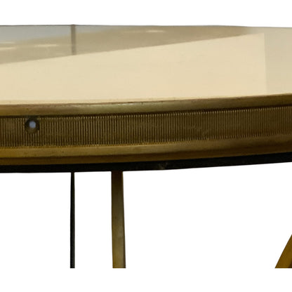 Vintage Hollywood Regency French Style Gilt Bronze & White Marble Gueridon Table Manner of Maison Jansen 26” Round 1960s-1980s