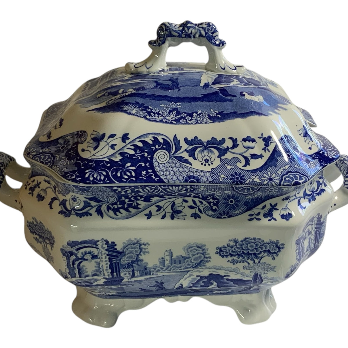 Vintage Authentic Spode Blue Italian Large Soup Tureen w/Lid England c.2000-2009