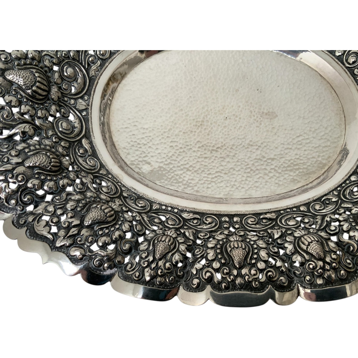HST Antique Djokja Yogya .800 Silver Articulated Pierced Footed Centerpiece Bowl c. 1930s-1940s