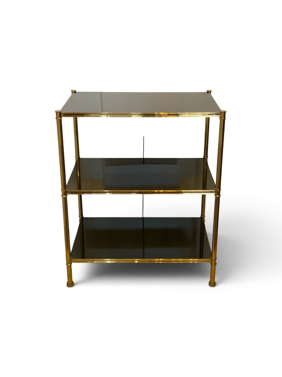 Mid-Century Hollywood Regency Brass & Black Lacquer Low Console In the Style of Billy Baldwin for Frederick P. Victoria & Son Circa: 1970s
