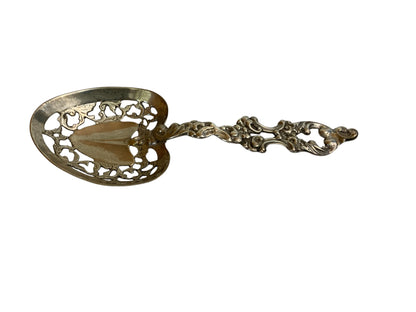 Vintage Sterling Silver Pierced Openwork Serving Spoon Rococo Revival Style USA 1950s-1960s