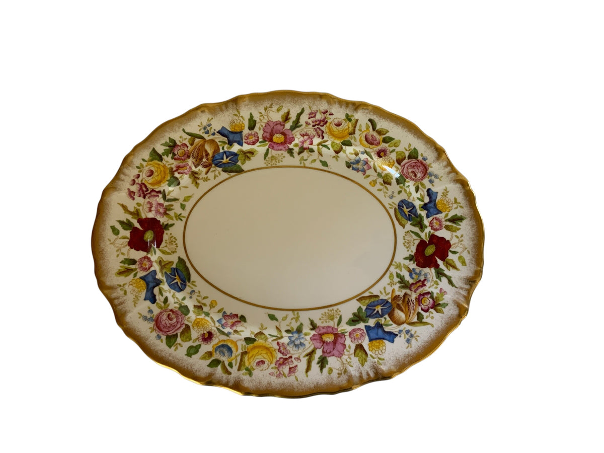 Vintage Hammersley "Queen Anne" Bone China 13.5" Oval Serving Platter Made in England 1940s-1950s