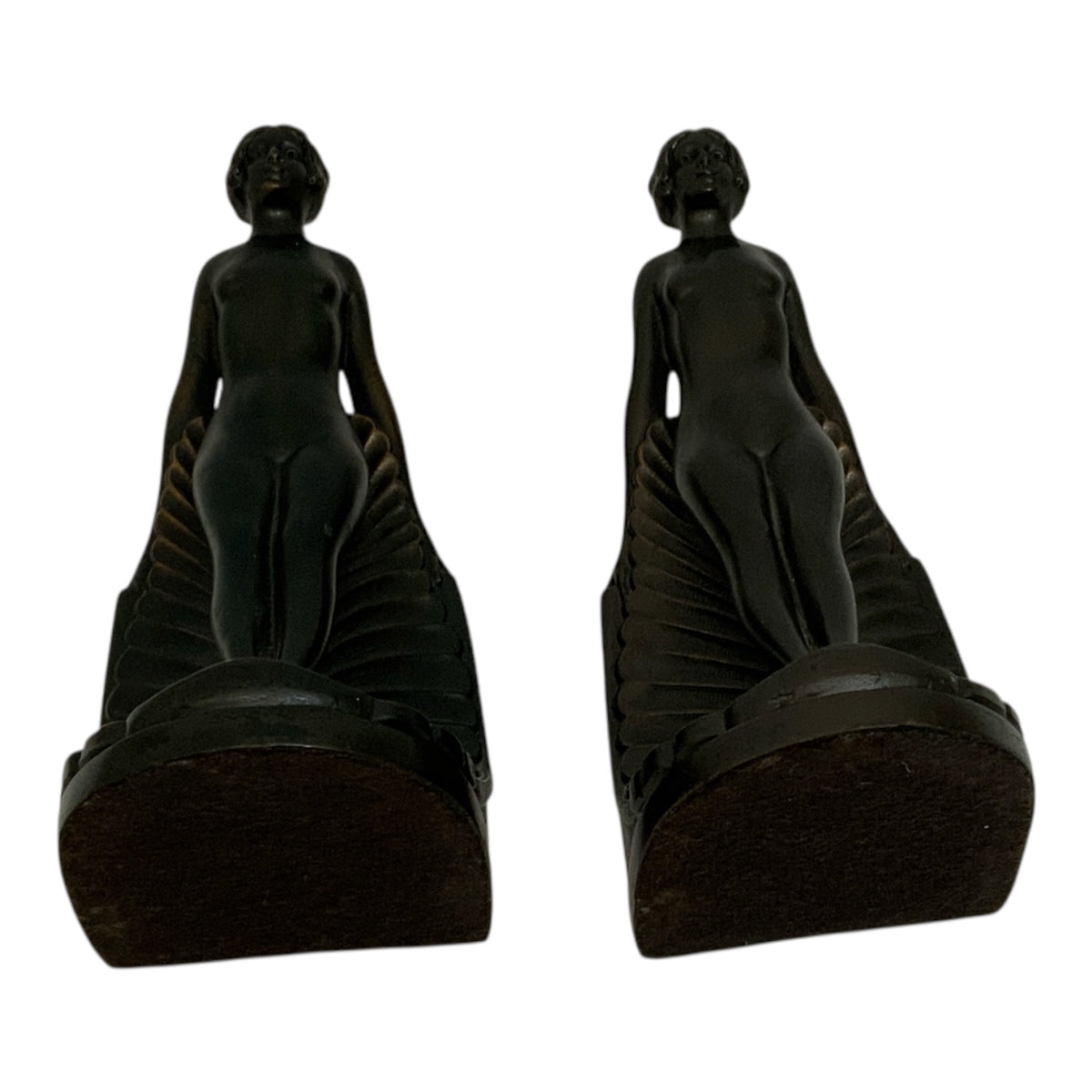 Collection Française Art Deco Style Nude Female Figural Bookends Matched Pair Made in USA 1950s-1970s