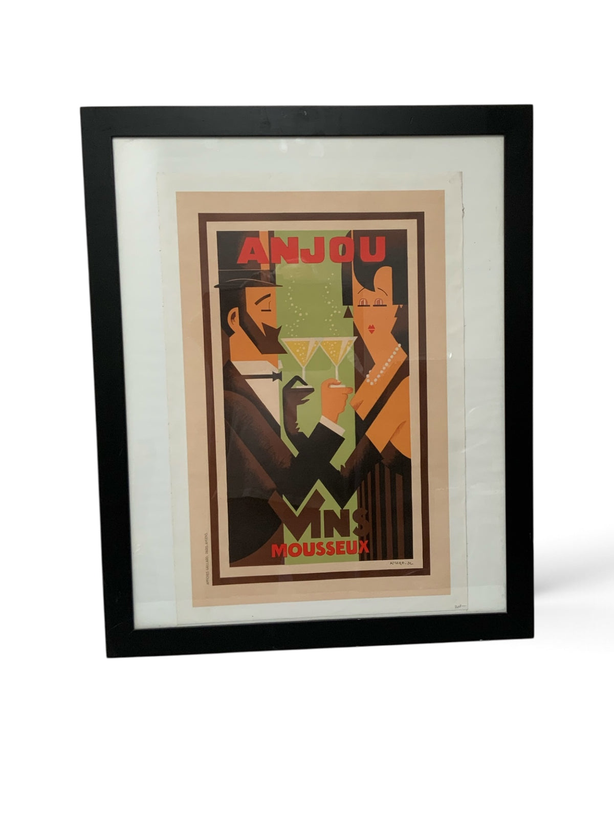 Vintage Amoro “Anjou Vins Mousseux” French Art Deco Lithographic Advertising Poster France c. 1932