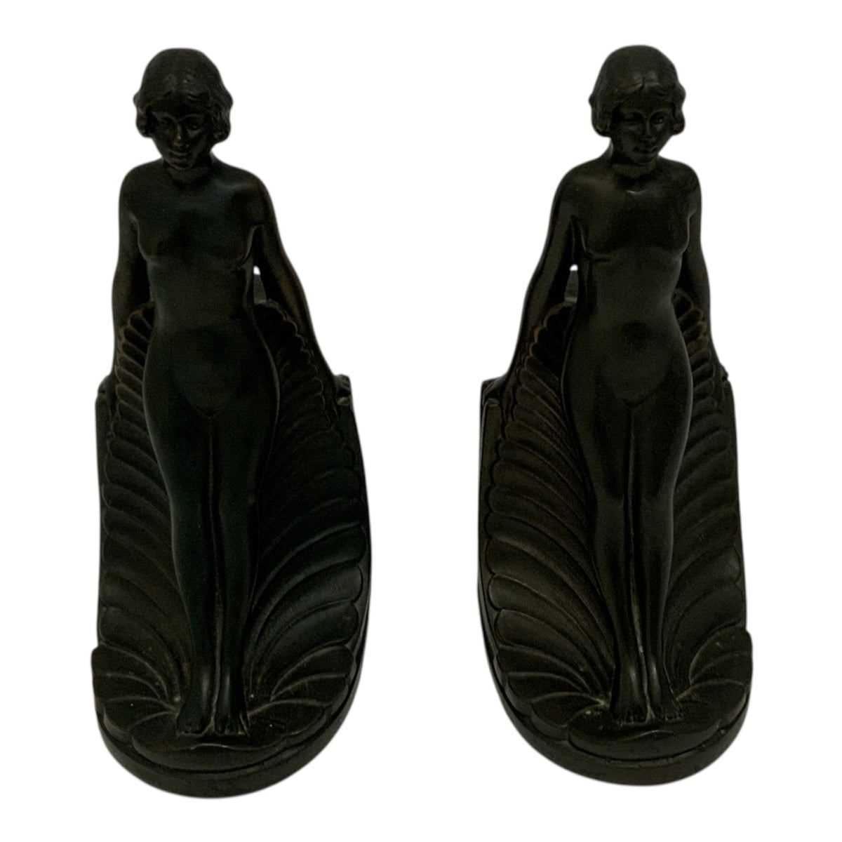Collection Française Art Deco Style Nude Female Figural Bookends Matched Pair Made in USA 1950s-1970s