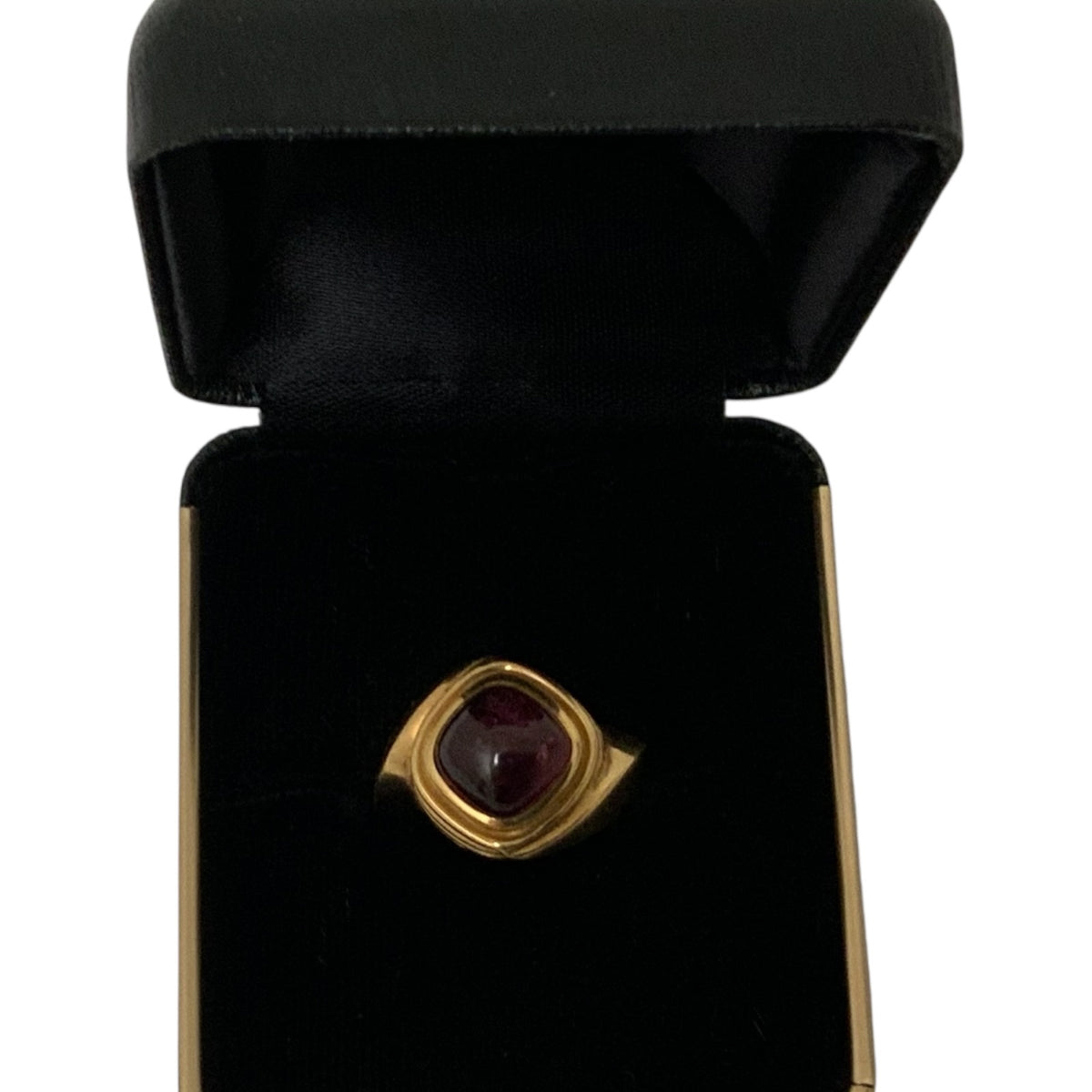 Vintage Mavito 18K Yellow Gold Rubellite / Pink Tourmaline Cabochon Ring Size 5.5 USA 1980s-1990s